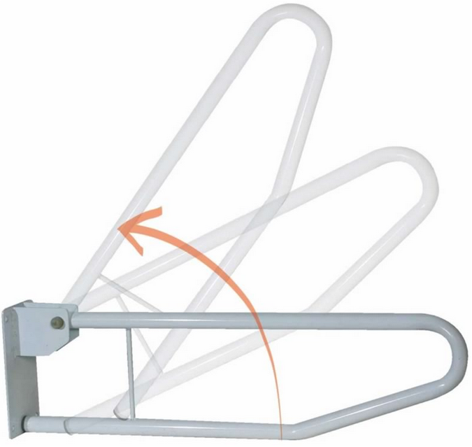 Barre d'appui rabattable contre le mur