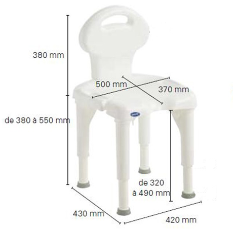 Dimensions de la Chaise de douche Invacare I-Fit
