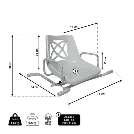 Dimensions fauteuil baignoire de bain pivotant