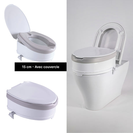 Rehausse WC avec couvercle 15 cm