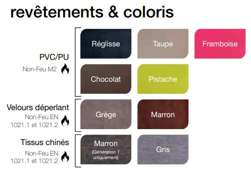 Coloris et revêtements du fauteuil releveur Cocoon 