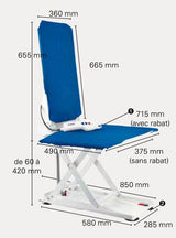 Dimensions elevateur de bain Aquatec Invacare Orca