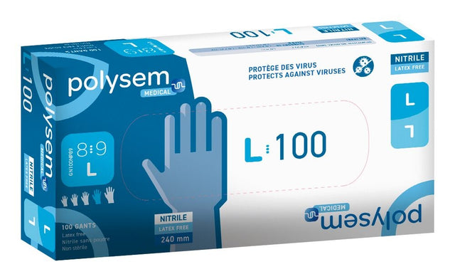Gants nitrile bleu Polysem