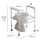 Cadre de toilette Invacare Adeo avec dimensions