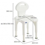 Dimensions de la Chaise de douche Invacare I-Fit