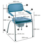 Mesures chaise toilettes fixe Invacare Omega Classique H450