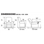 Dimensions du fauteuil releveur Confort Luxe 2 moteurs