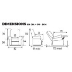 Dimensions du fauteuil releveur électrique Confort plus 1 moteur