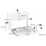 Dimensions du Siège de bain suspendu Invacare Alizé