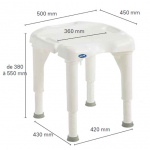 Dimensions du Tabouret de douche Invacare I-Fit