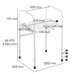 Dimensions du tabouret de douche Invacare Alizé H2240