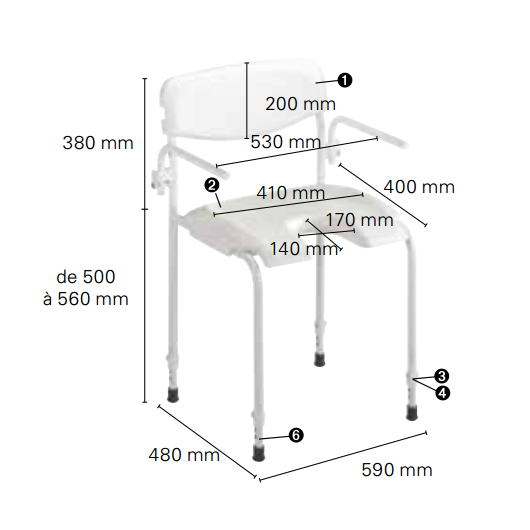 Chaise de douche Invacare Alizé H2480/1