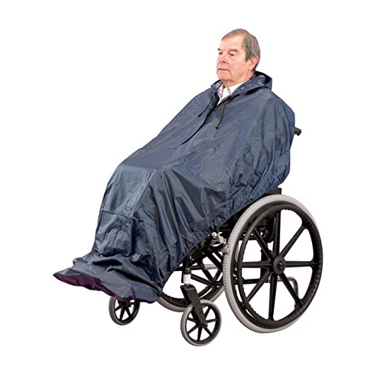 Imperméable intégral pour fauteuil roulant bleu
